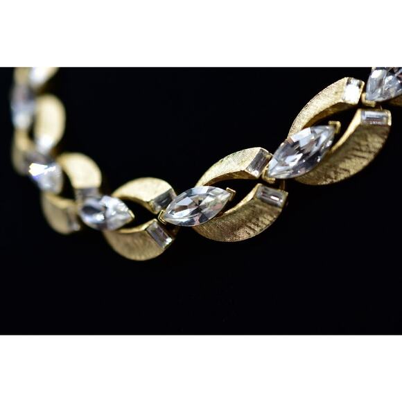 Lisner Vintage Marquise Crystal Collar Necklace Gold Rare Signed 1950s Bin1 - Picture 6 of 12